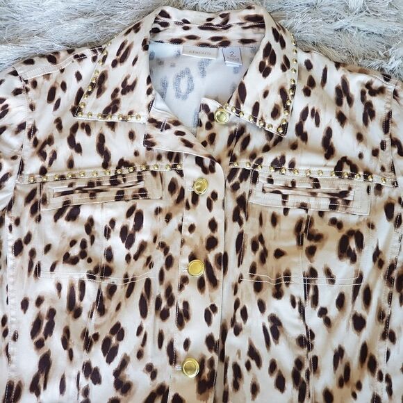 Women's CHICOS  Cheetah Print Jacket Size 2 - Picture 4 of 8